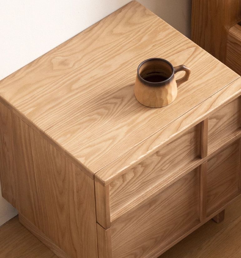 Ash Solid Wood Wabi-Sabi Style Nightstand
