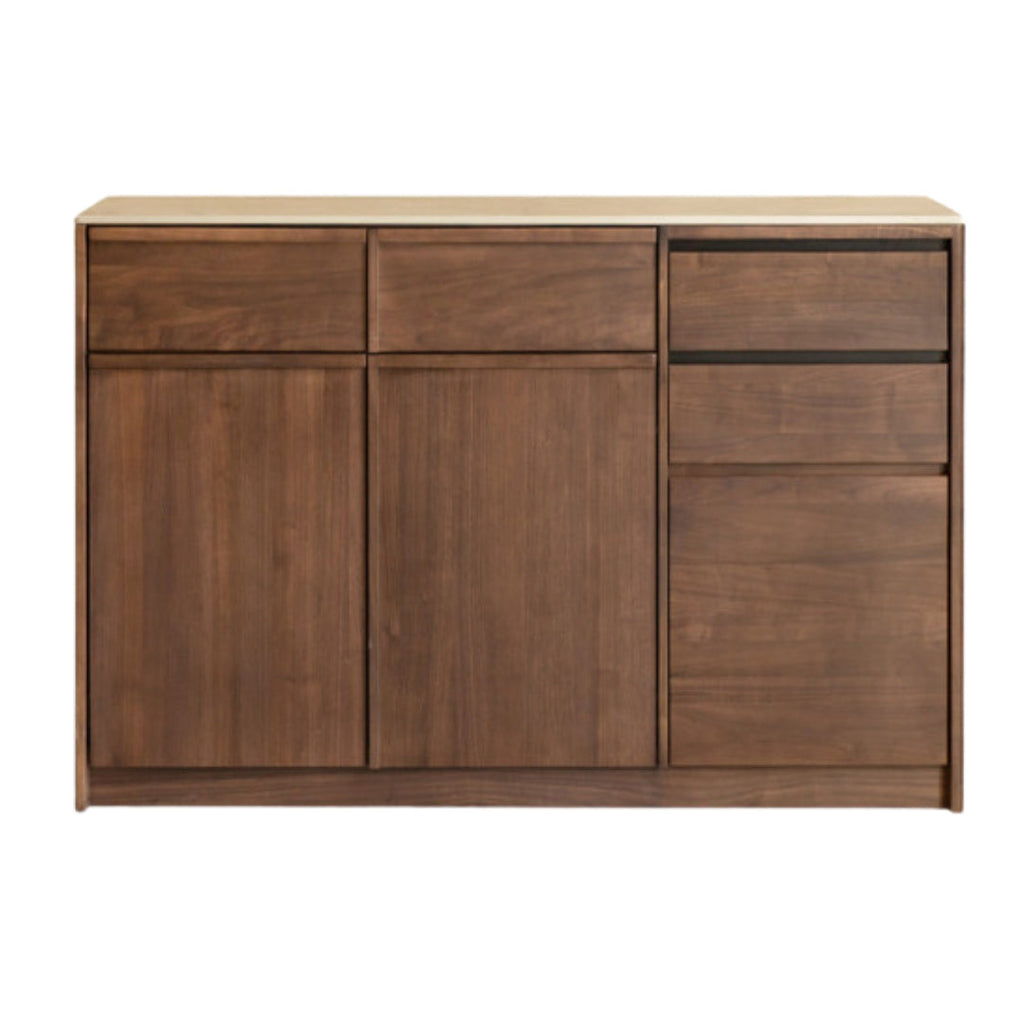 Black Walnut Solid Wood Dining Cabinet Antique Style Rock Board