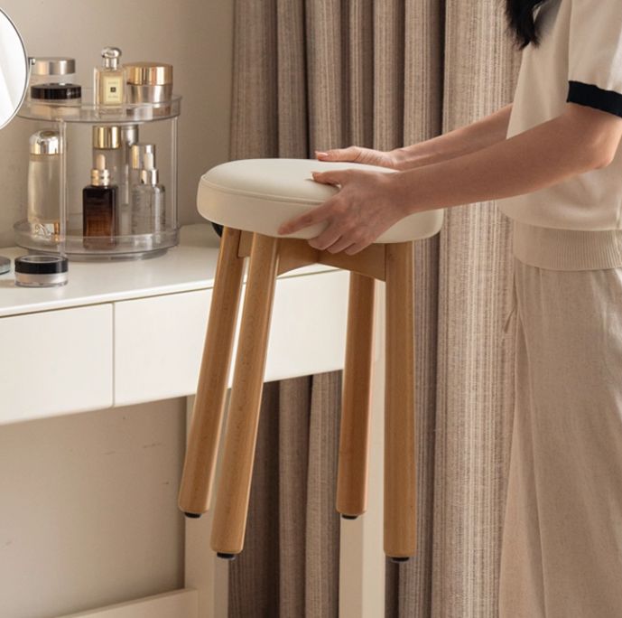 Solid Rubberwood Modern Soft Makeup Stool