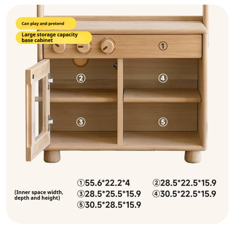 Poplar Solid Wood Montessori Kids Kitchen Cabinet