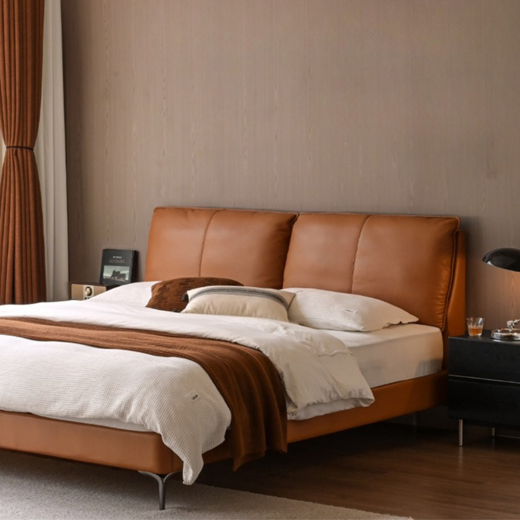 Leather Light Luxury Soft Leaning Bed