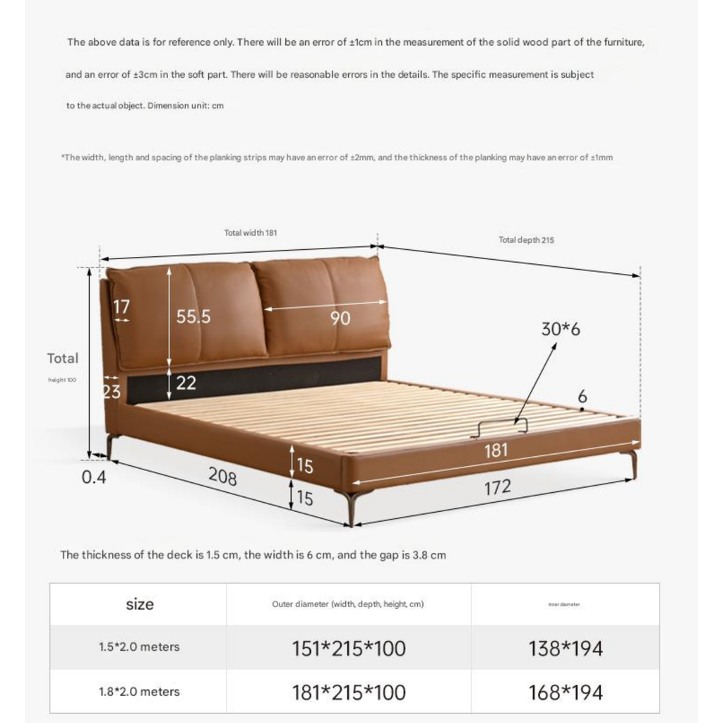 Leather Light Luxury Soft Leaning Bed