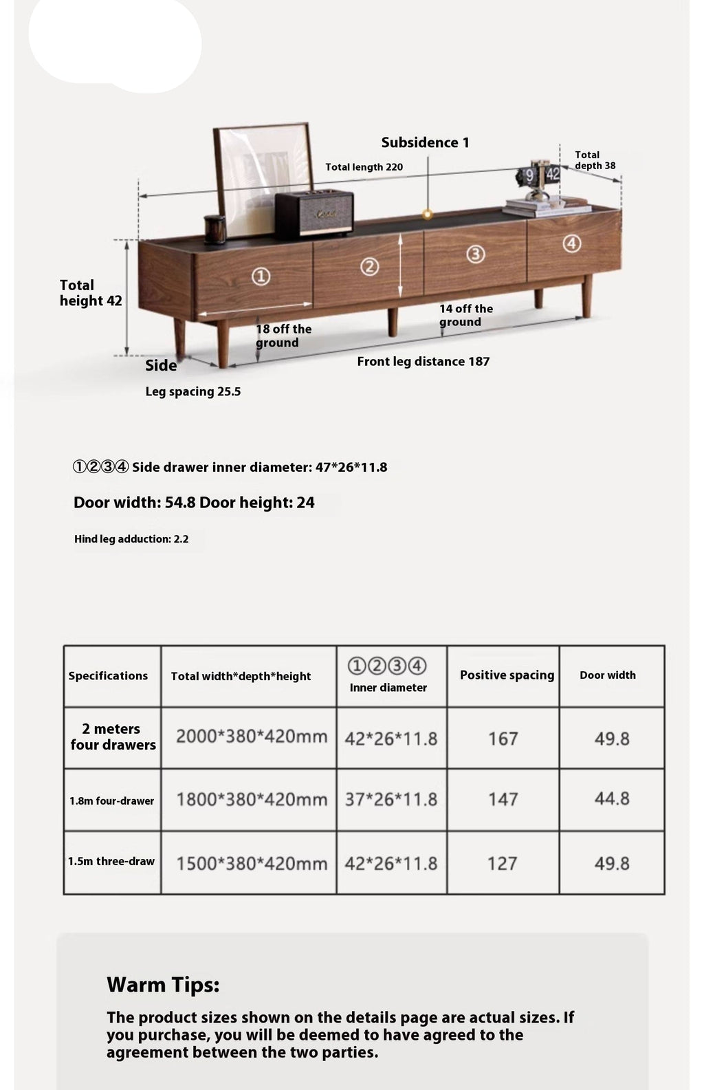 Black Walnut Solid Wood Modern TV Cabinet For Living Room