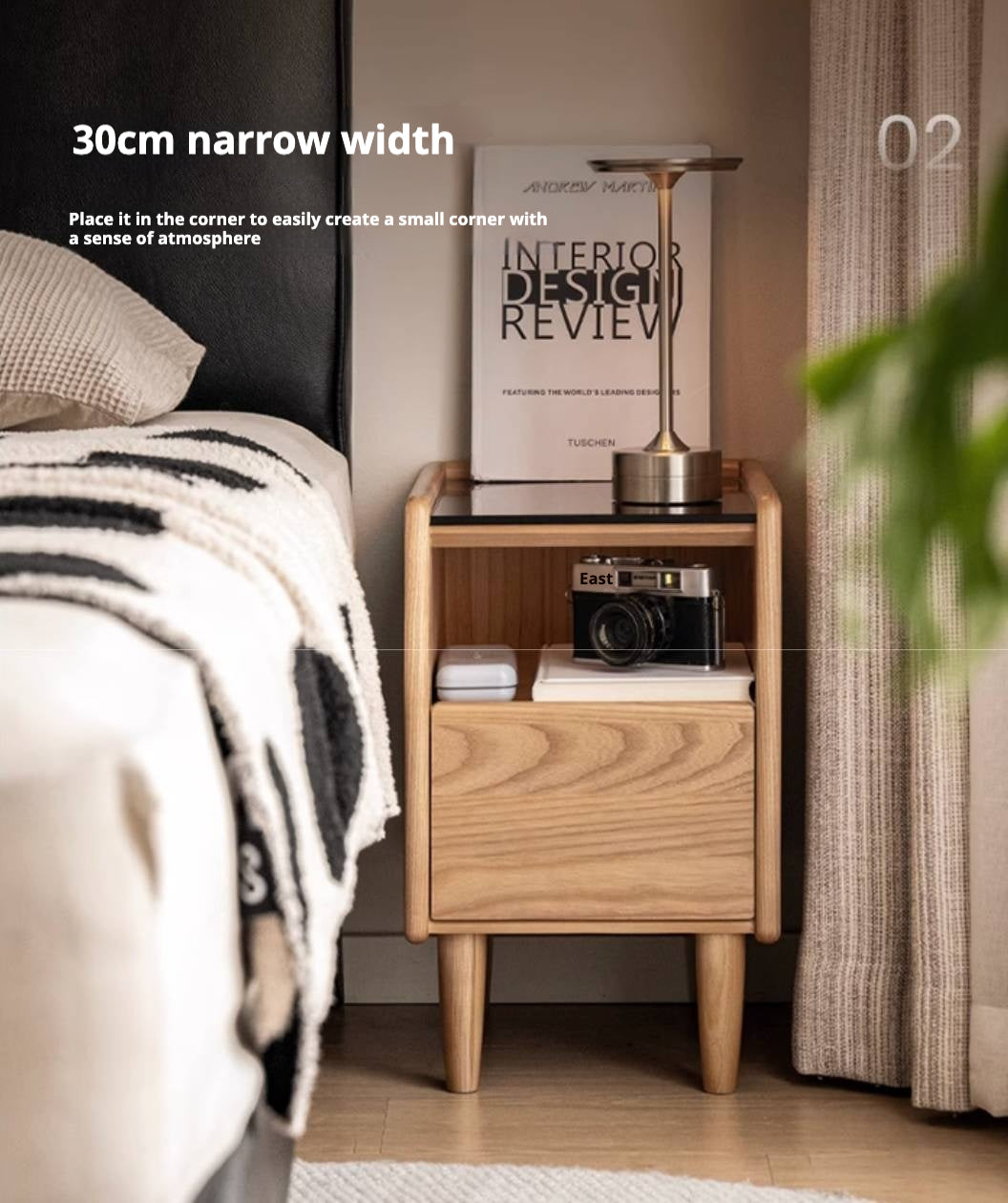 Ash, Cherry, Black walnut, Poplar, Solid Rubberwood Modern Nightstand.