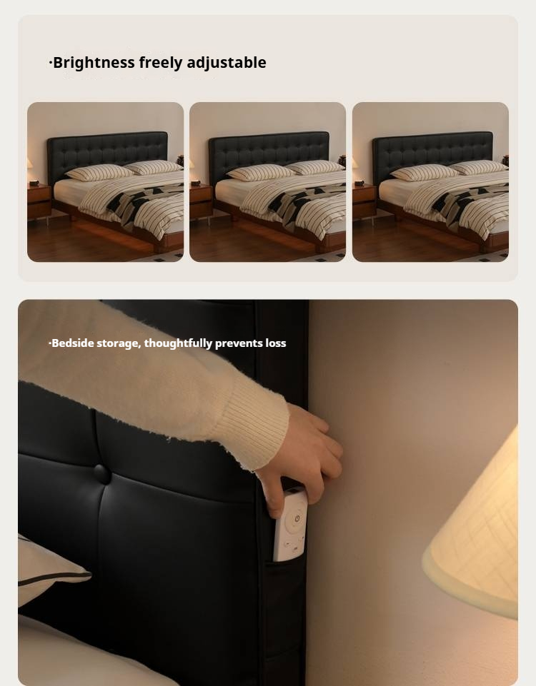 Poplar Solid Wood Eco Cloud Leather Soft Bed