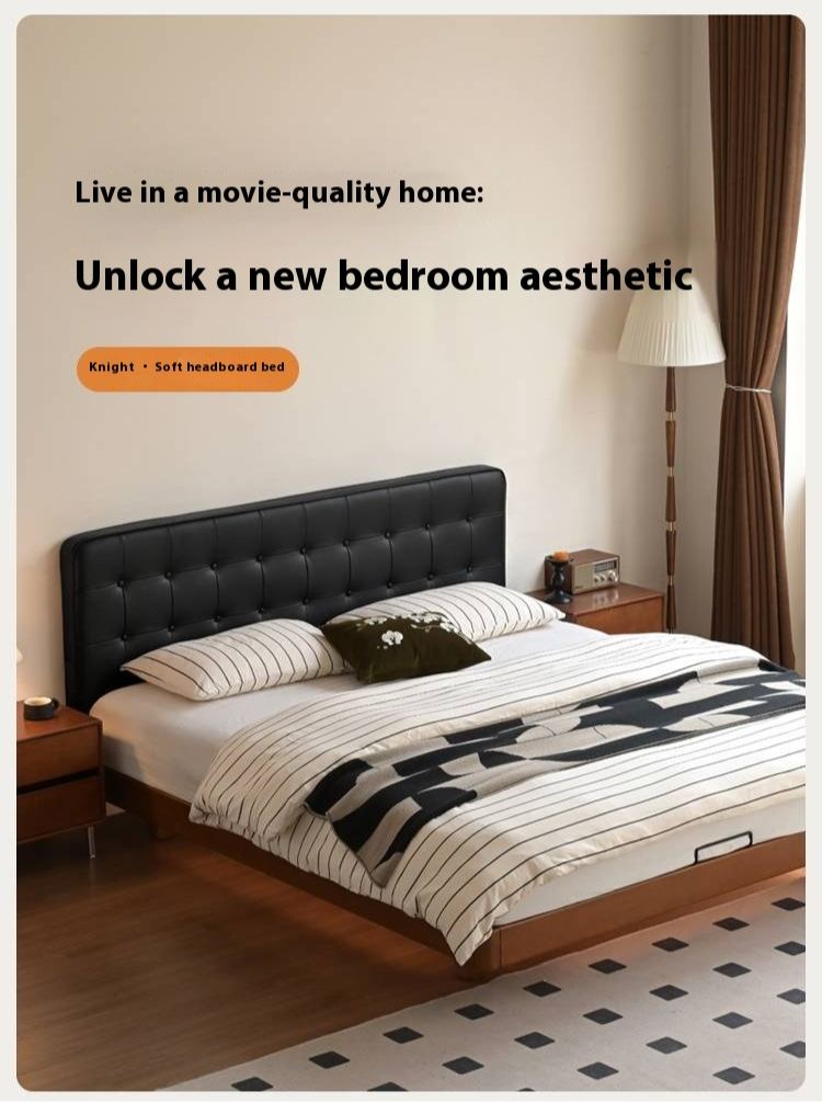 Poplar Solid Wood Eco Cloud Leather Soft Bed