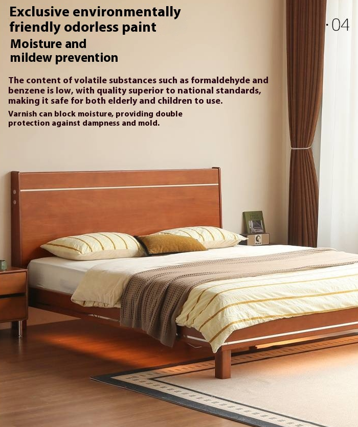 Poplar Solid Wood Luminous Bed Bauhaus Style