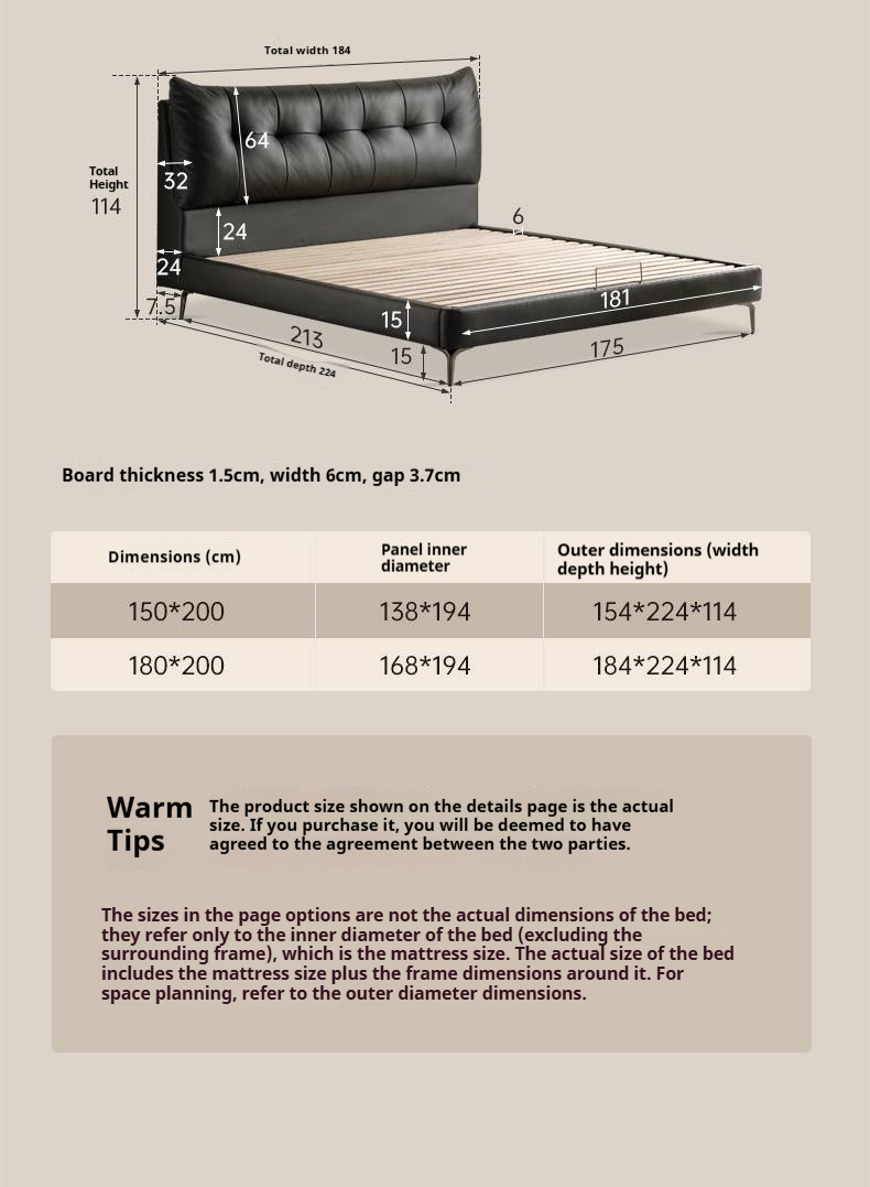 Genuine Leather Luxury Soft Bed