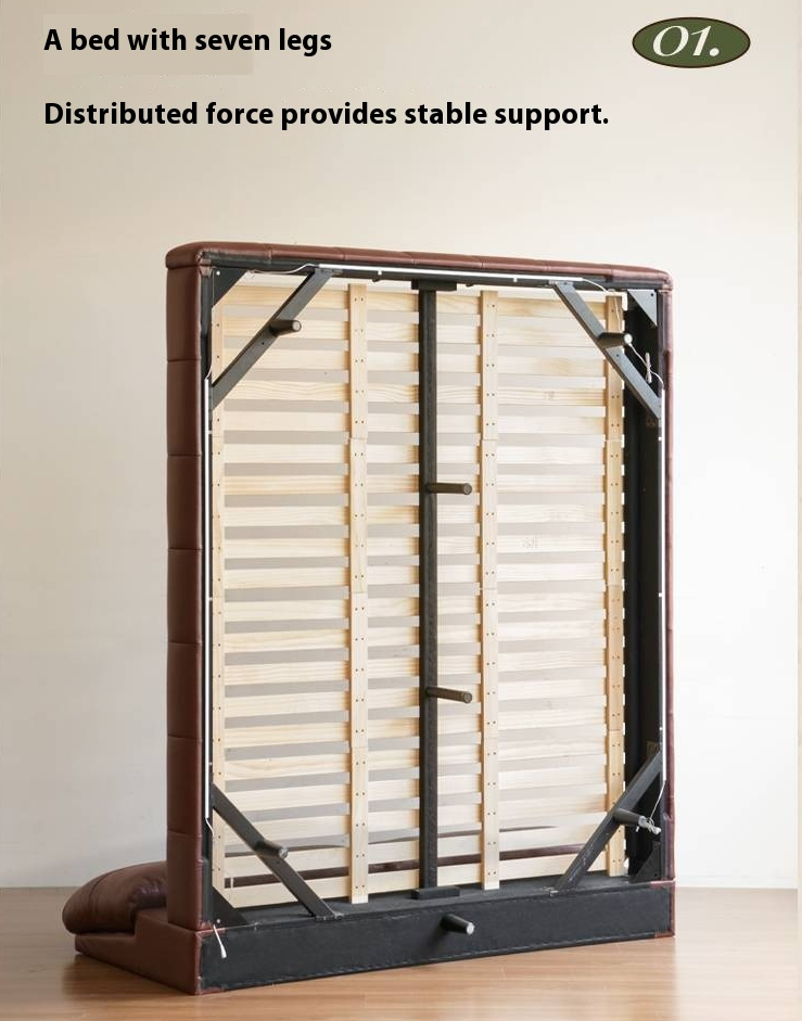 Leather American Retro Bed With Light