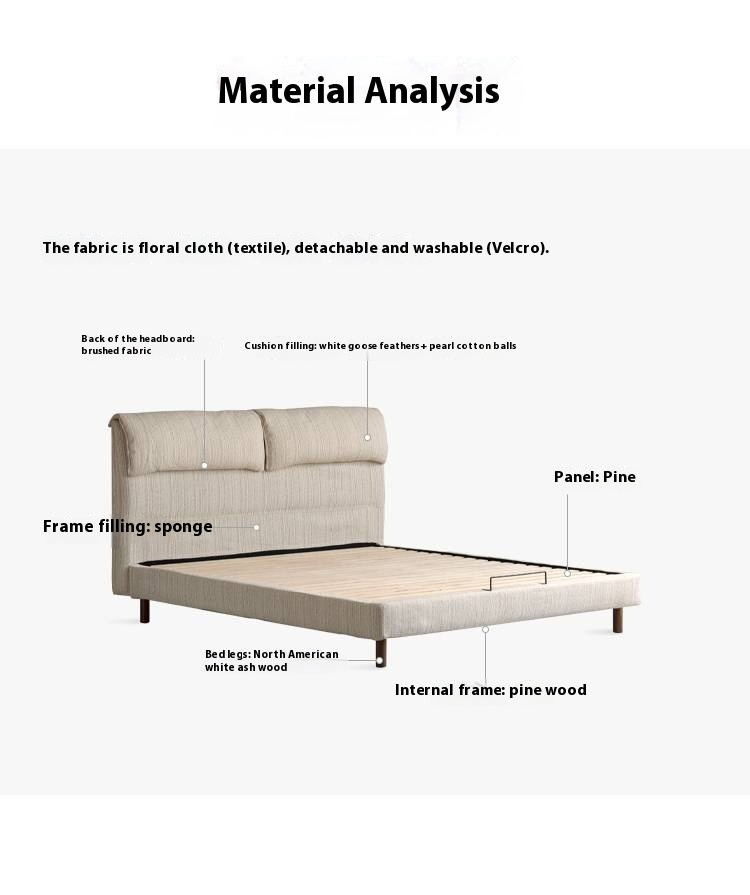 Fabric Beige Soft Bed Modern Style