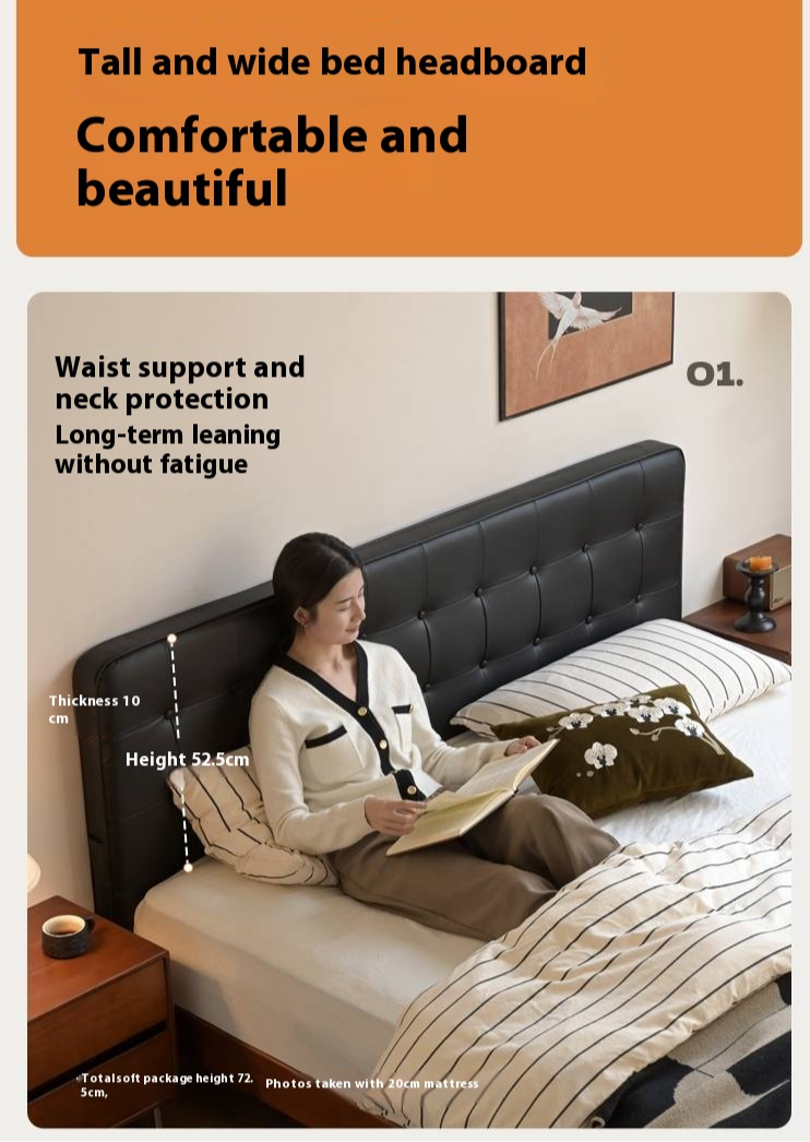 Poplar Solid Wood Eco Cloud Leather Soft Bed