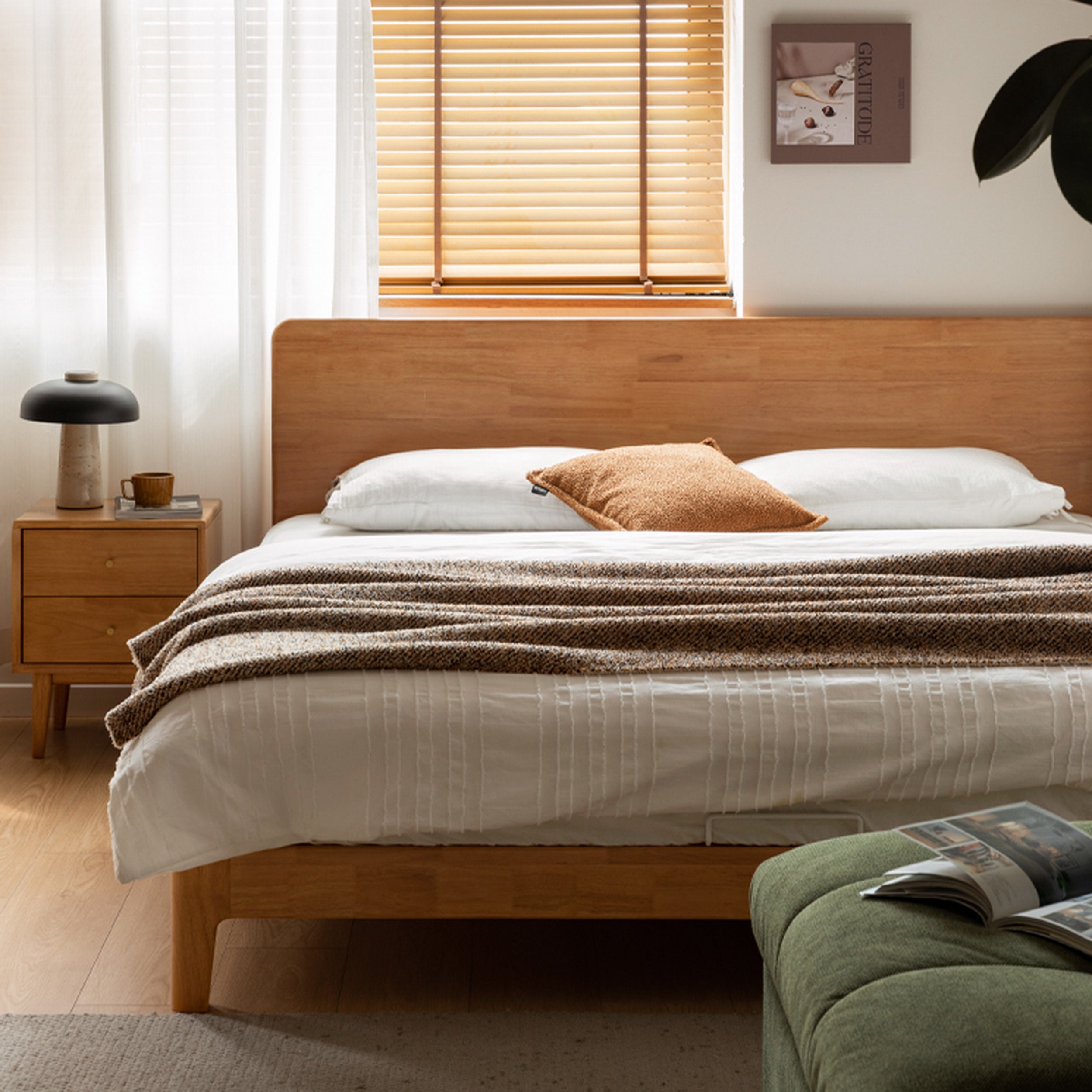 Rubberwood Solid Wood Bed