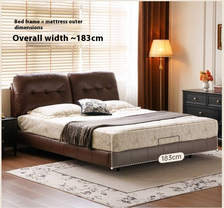 Leather American Retro Bed With Light