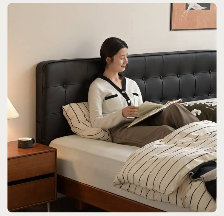 Poplar Solid Wood Eco Cloud Leather Soft Bed