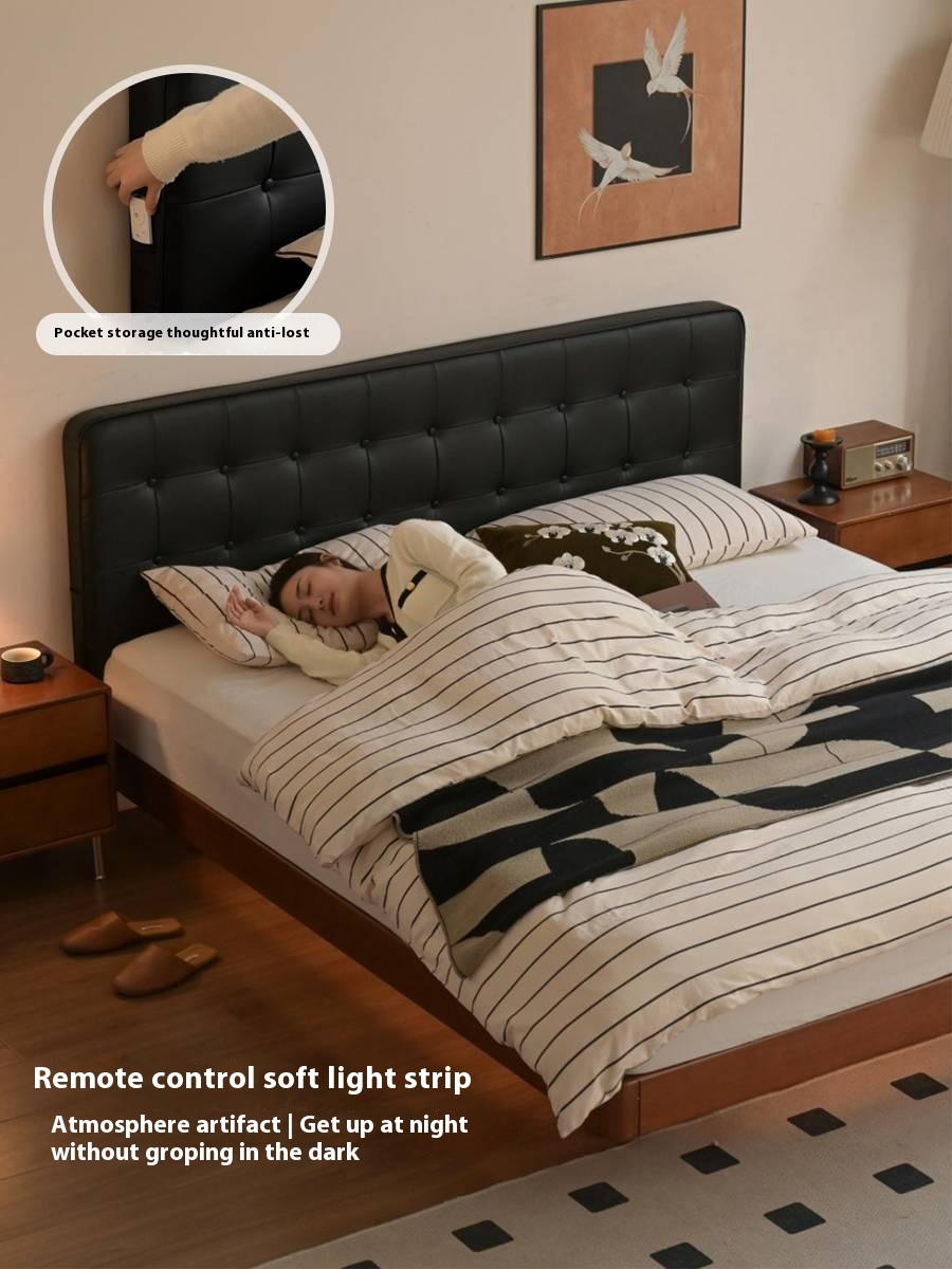 Poplar Solid Wood Eco Cloud Leather Soft Bed