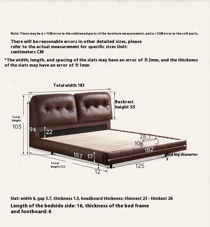 Leather American Retro Bed With Light