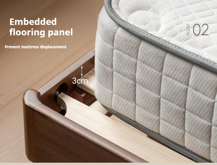 Black Walnut Solid Wood  Luxury Leather With Light Bed