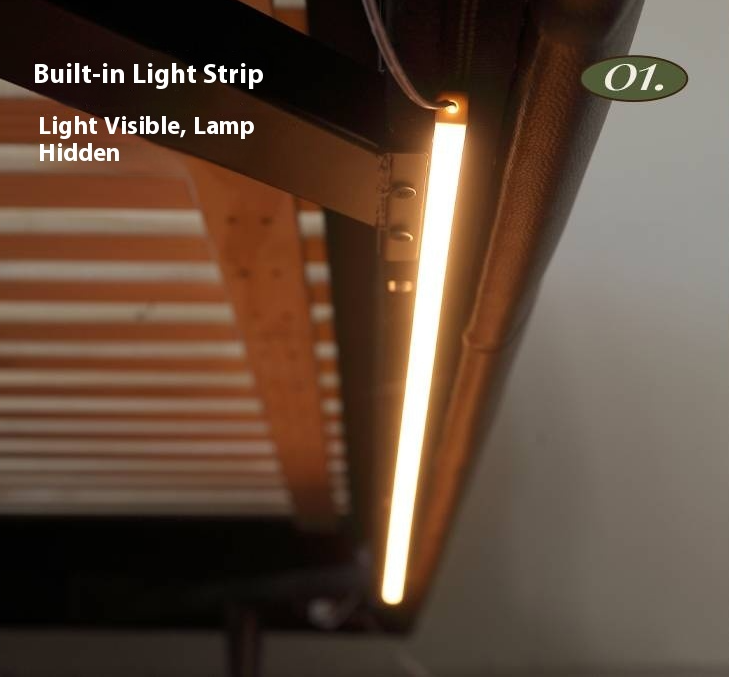 Leather American Retro Bed With Light