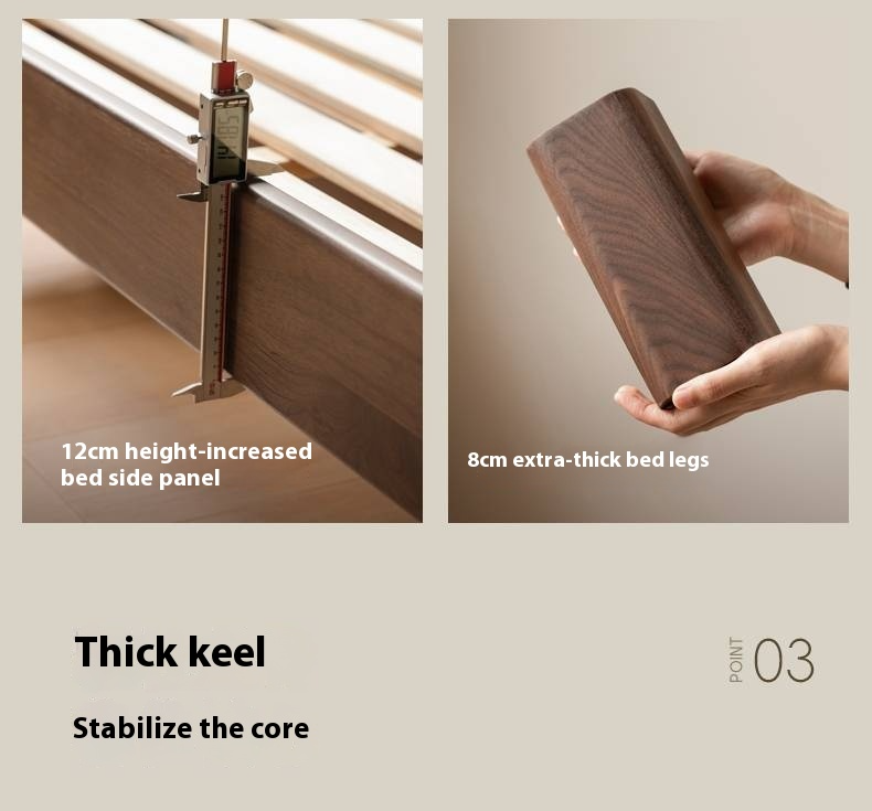 Black Walnut Solid Wood  Luxury Leather With Light Bed