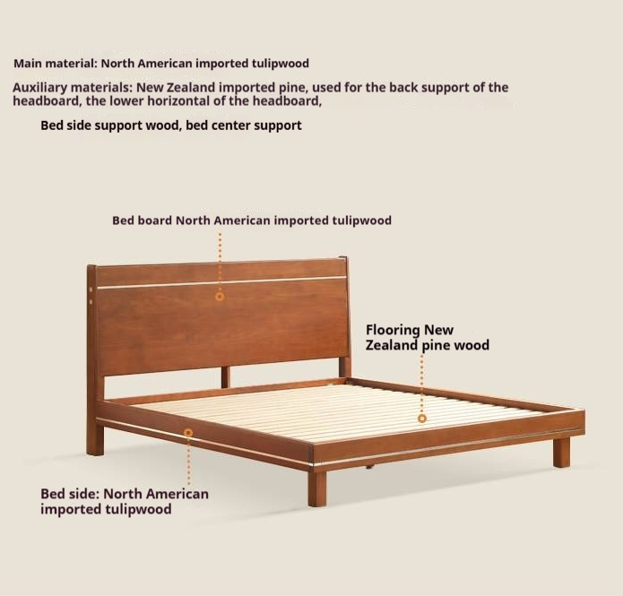 Poplar Solid Wood Luminous Bed Bauhaus Style