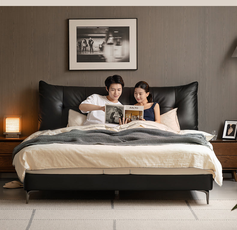 Genuine Leather Luxury Soft Bed
