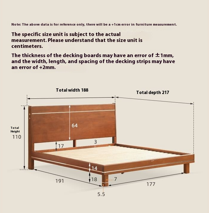 Poplar Solid Wood Luminous Bed Bauhaus Style