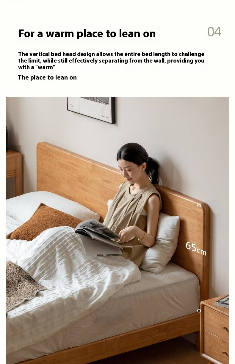 Rubberwood Solid Wood Bed