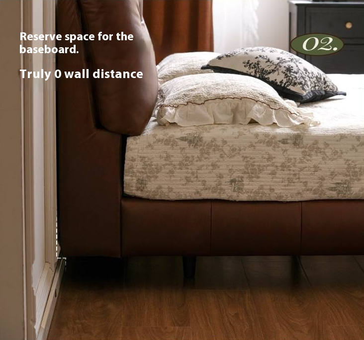 Leather American Retro Bed With Light