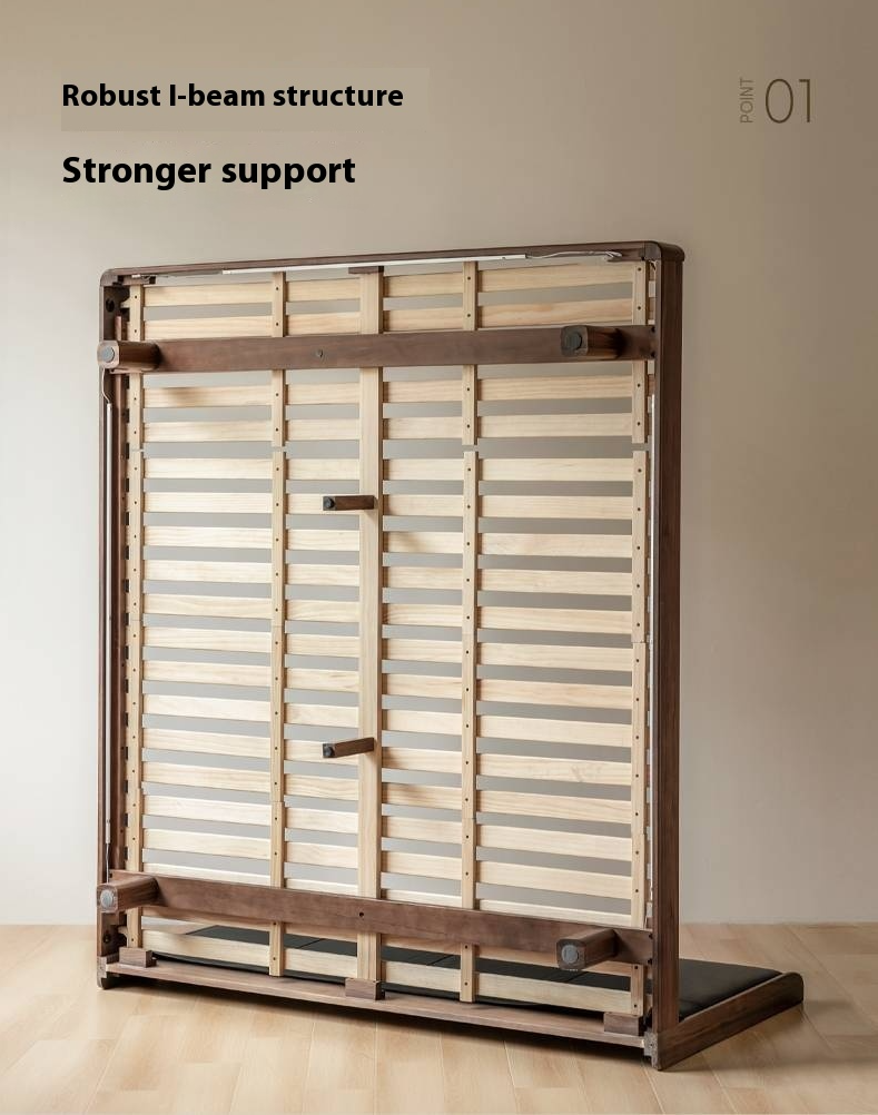 Black Walnut Solid Wood  Luxury Leather With Light Bed