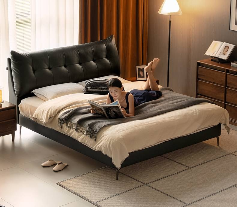 Genuine Leather Luxury Soft Bed