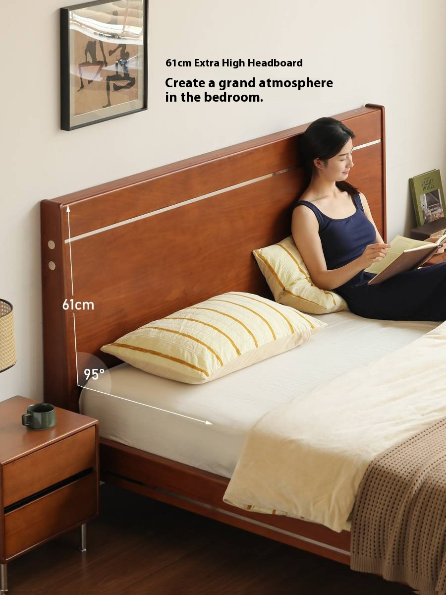 Poplar Solid Wood Luminous Bed Bauhaus Style