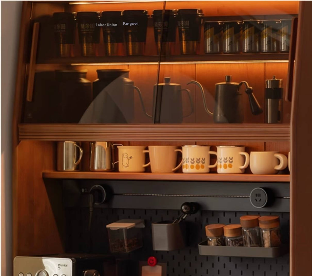 Poplar Solid Wood Antique Style Rock Board Buffet