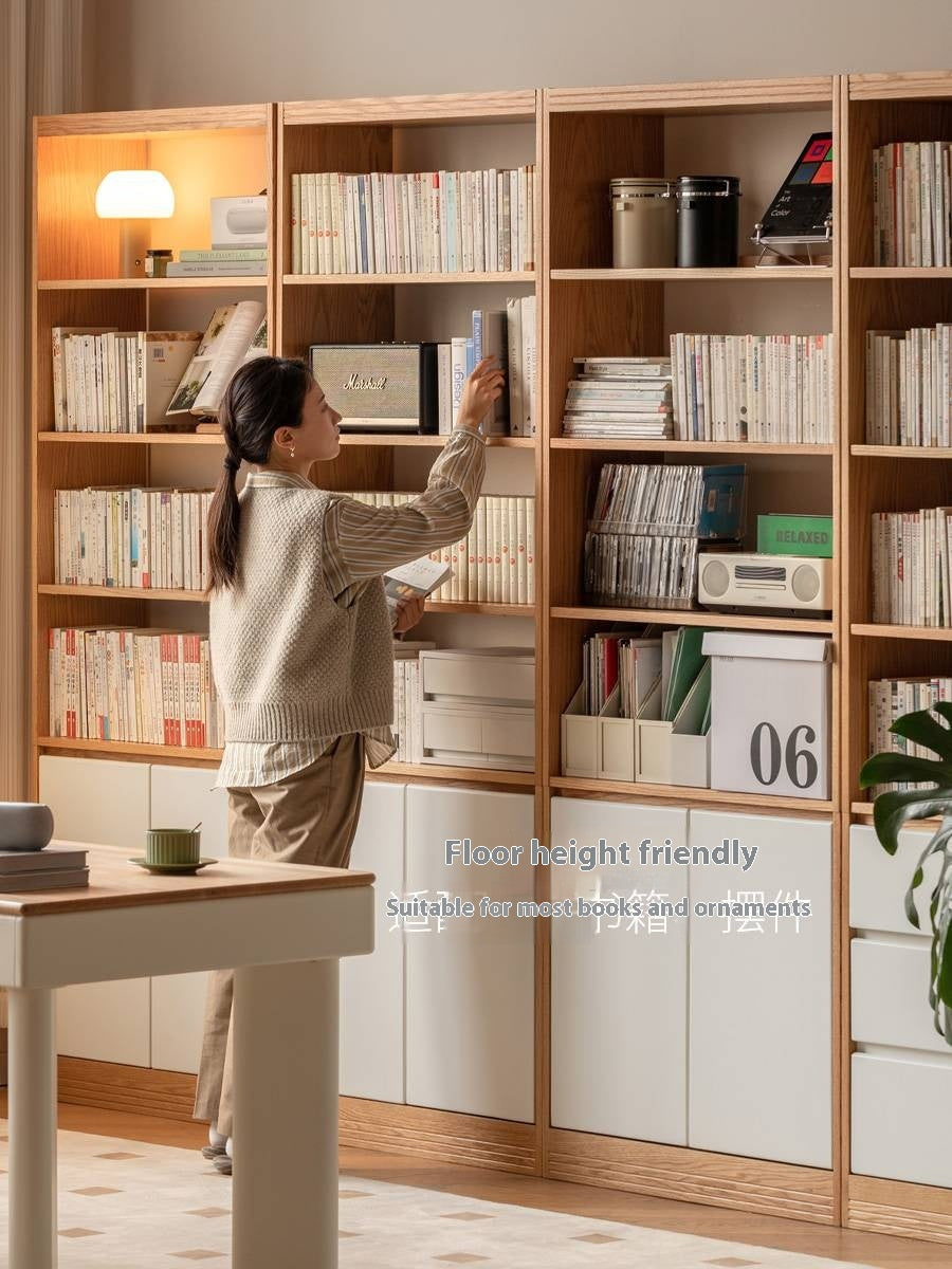 Oak Solid Wood Cream Style Bookcase