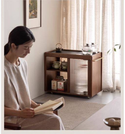 Black Walnut Solid Wood Tea Cabinet