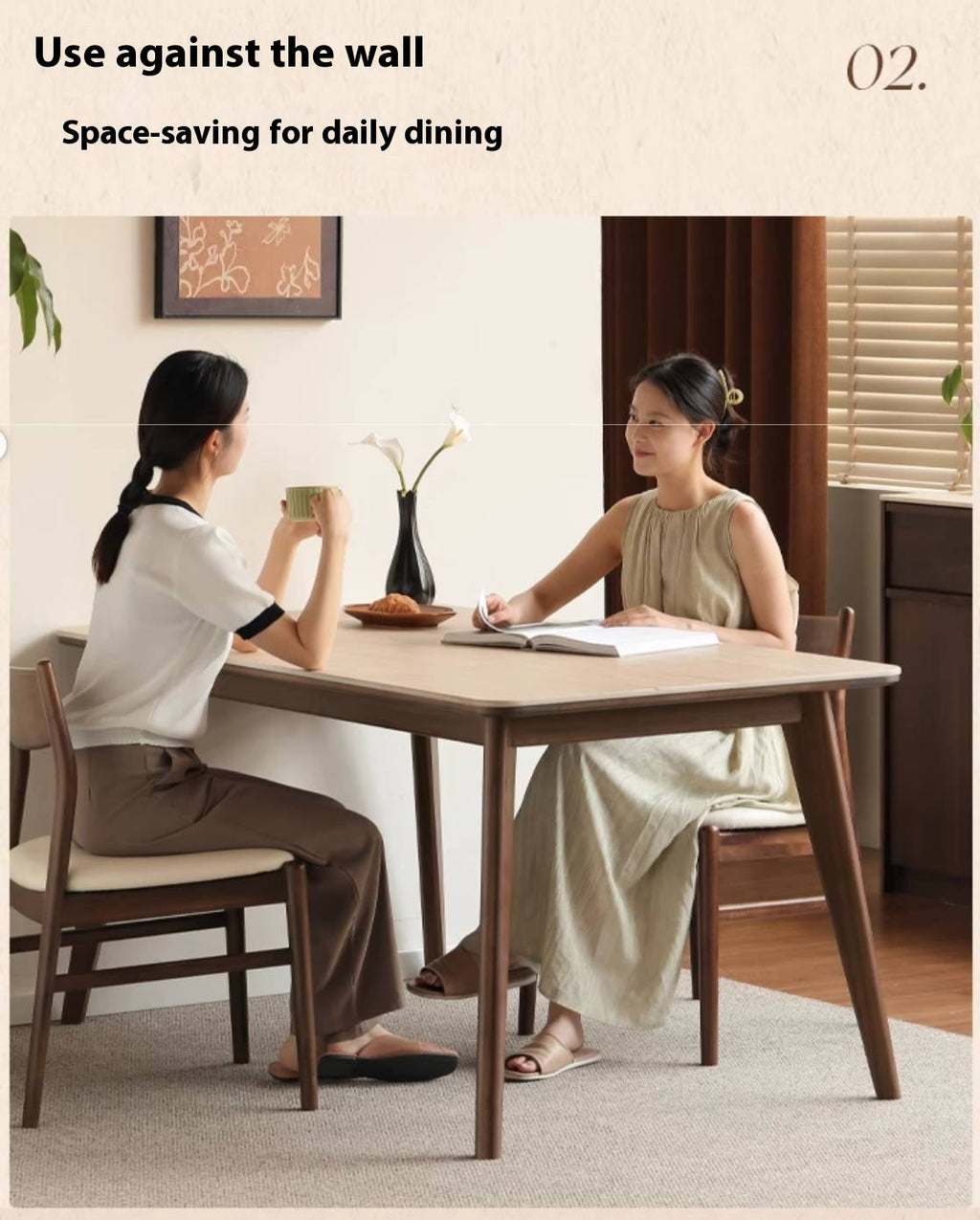 Black Walnut Solid Wood Vintage Rock Plate Dining Table