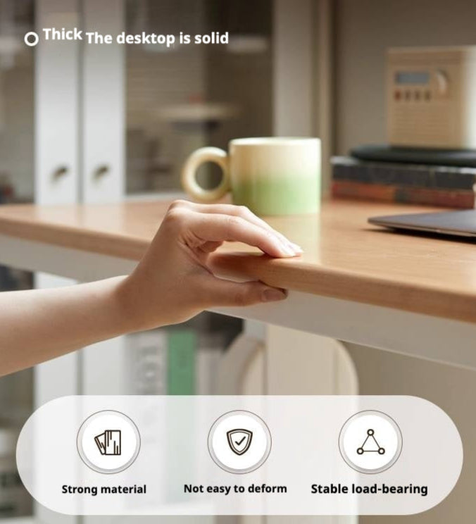 Beech Solid Wood Cream Style Study Electric Lift Desk