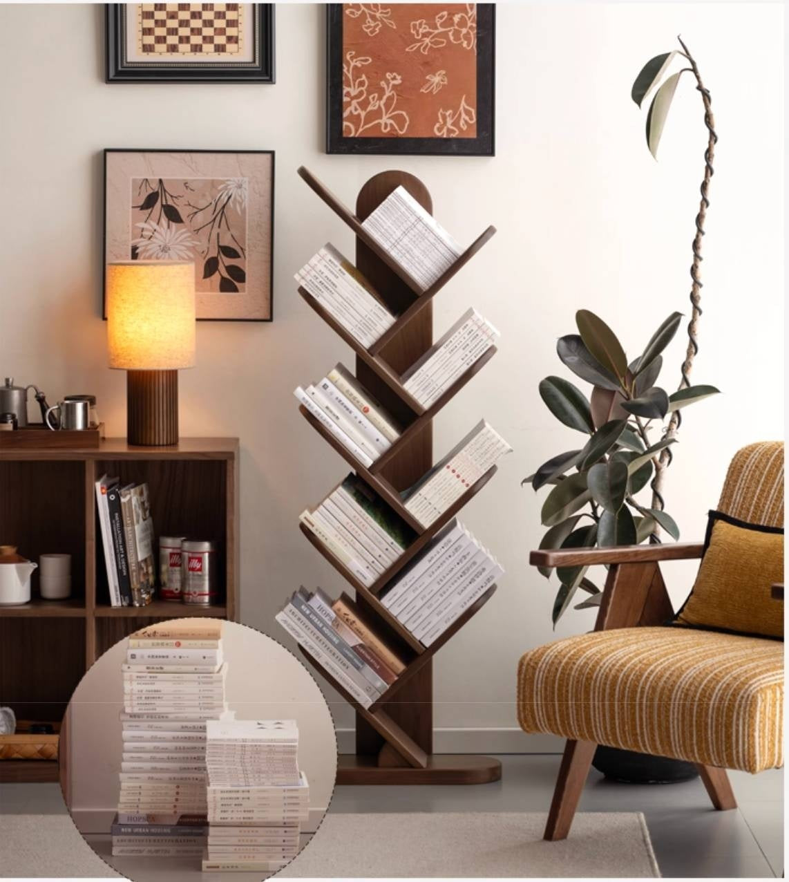 Black Walnut, South American Walnut Solid Wood Layer Rack Bookshelf