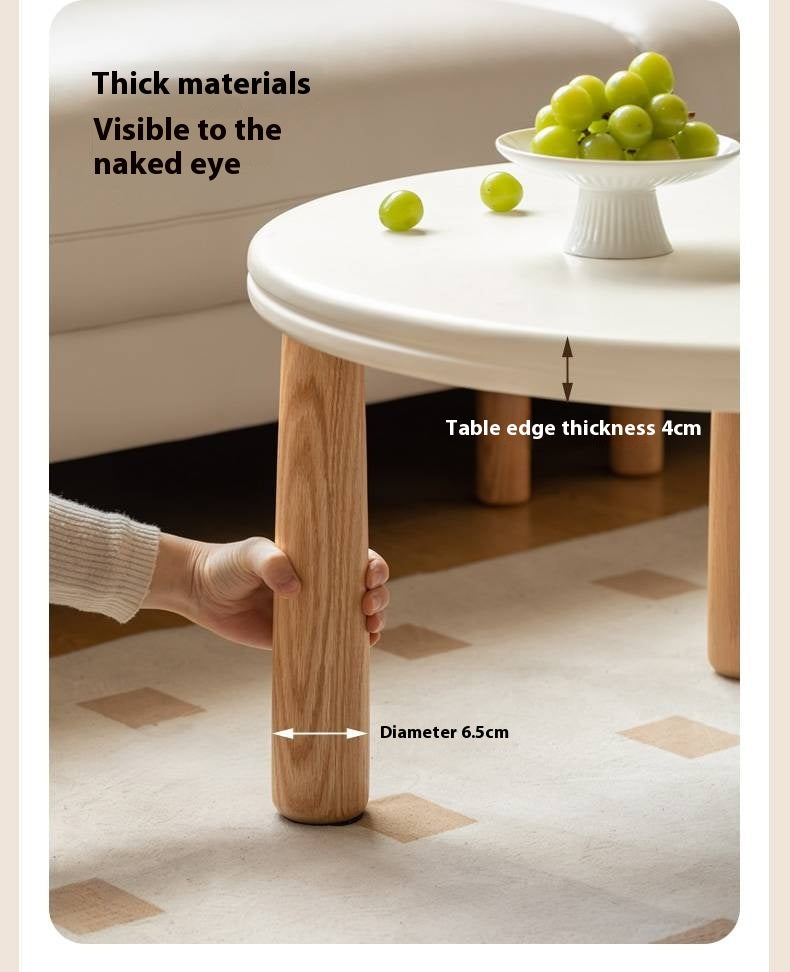 Oak Solid Wood Round Coffee Table Combination