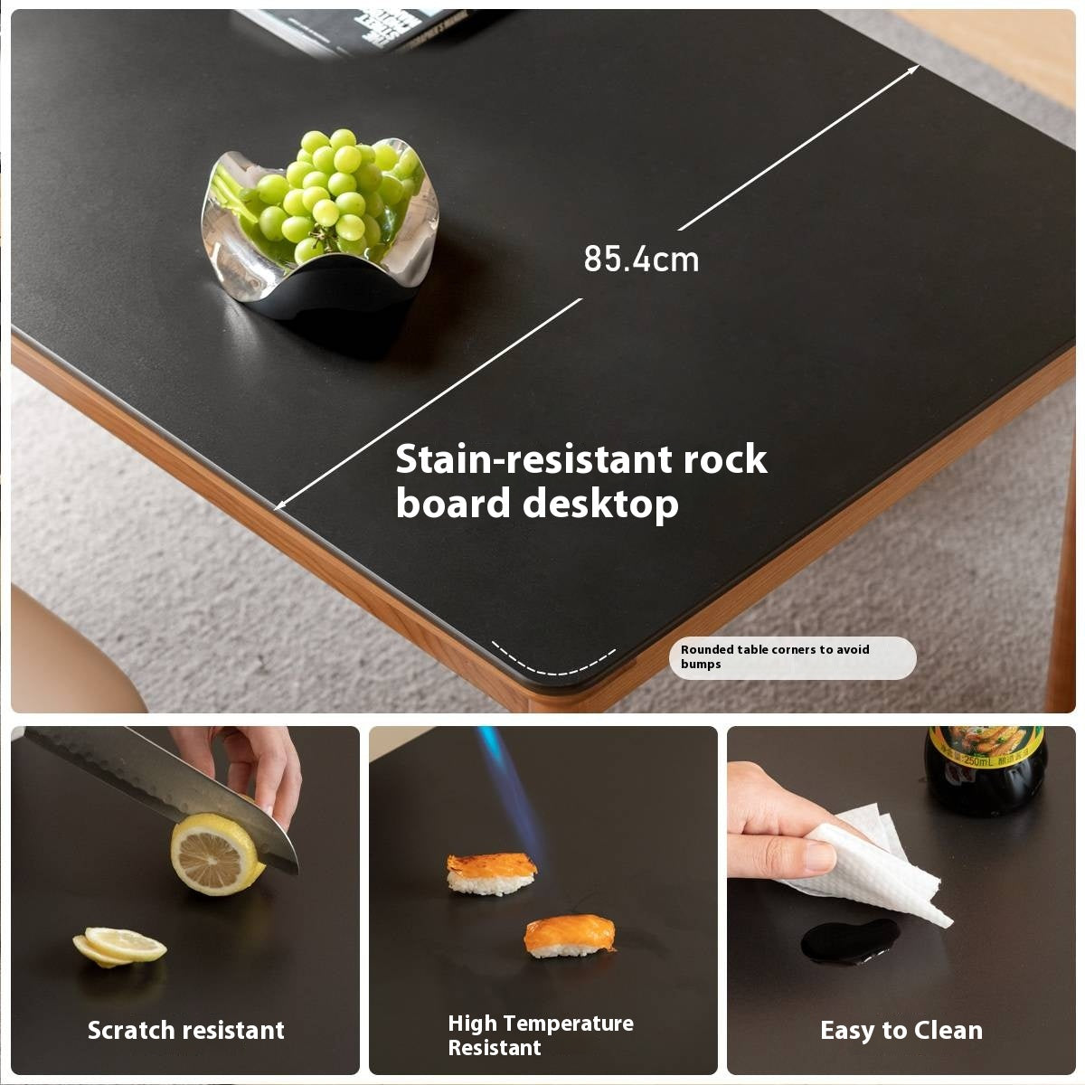 Cherry Solid Wood Rock Board Dining Table