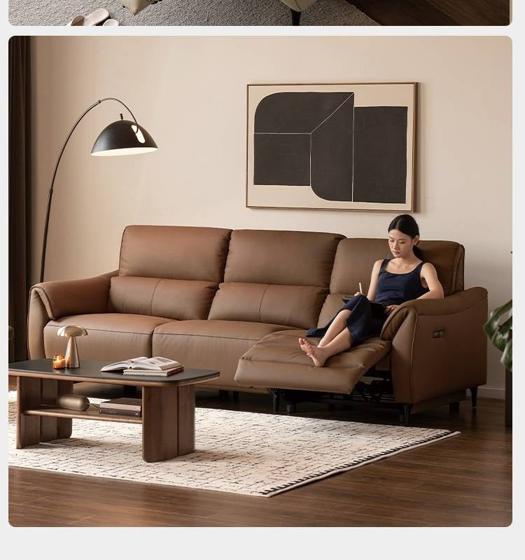Leather Top Layer Cowhide Retractable Electric Sofa