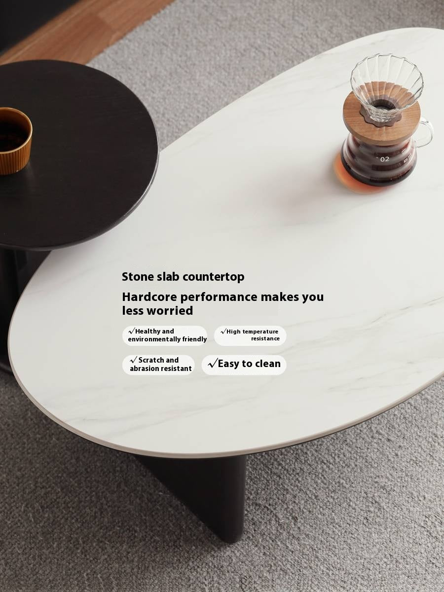 Oak Solid Wood Rock Slab Coffee Table Combination