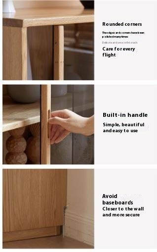 Oak Solid Wood Modern Side Cabinet