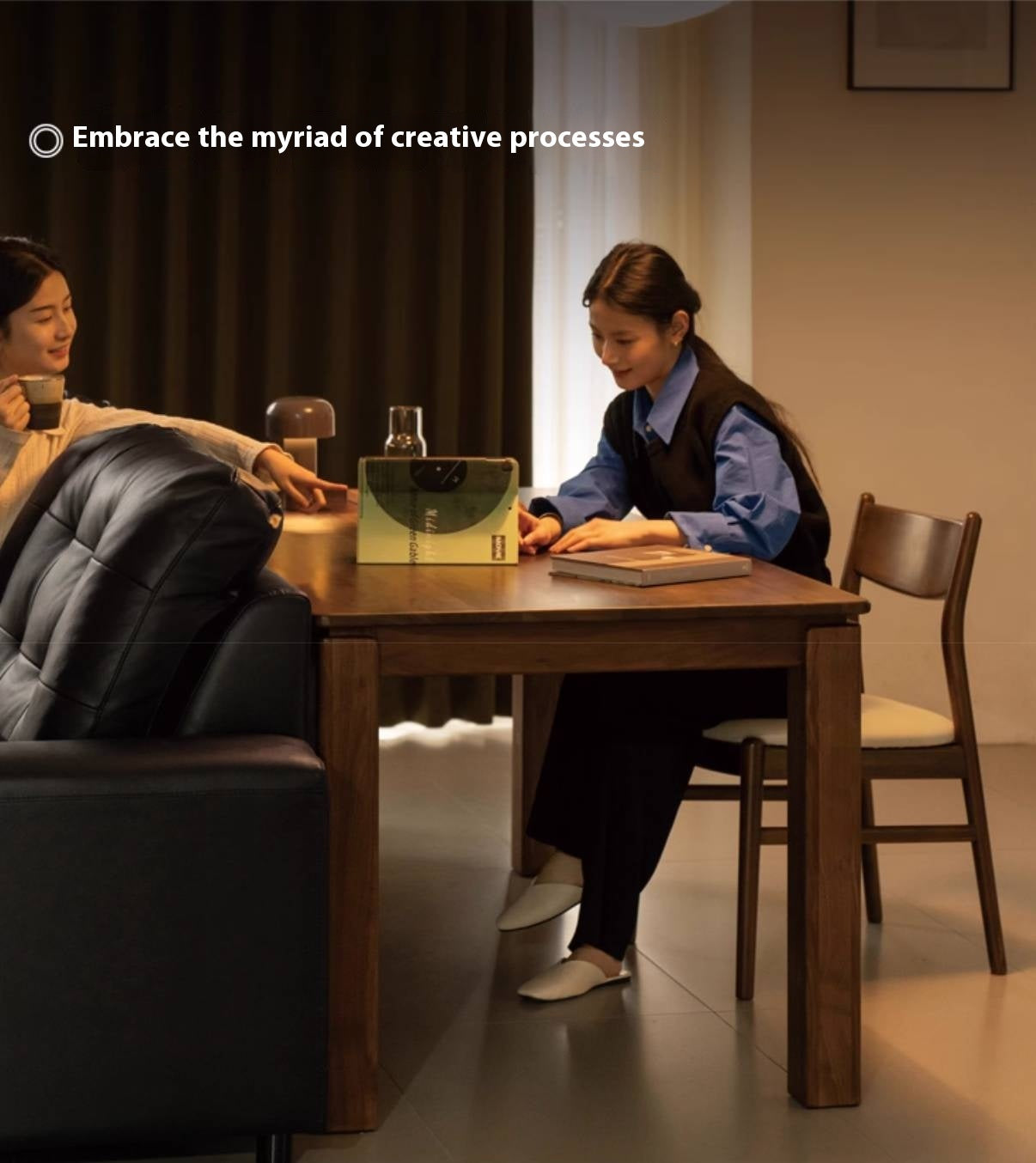 Black Walnut, Ash, Oak Solid Wood Large Board Dining Table