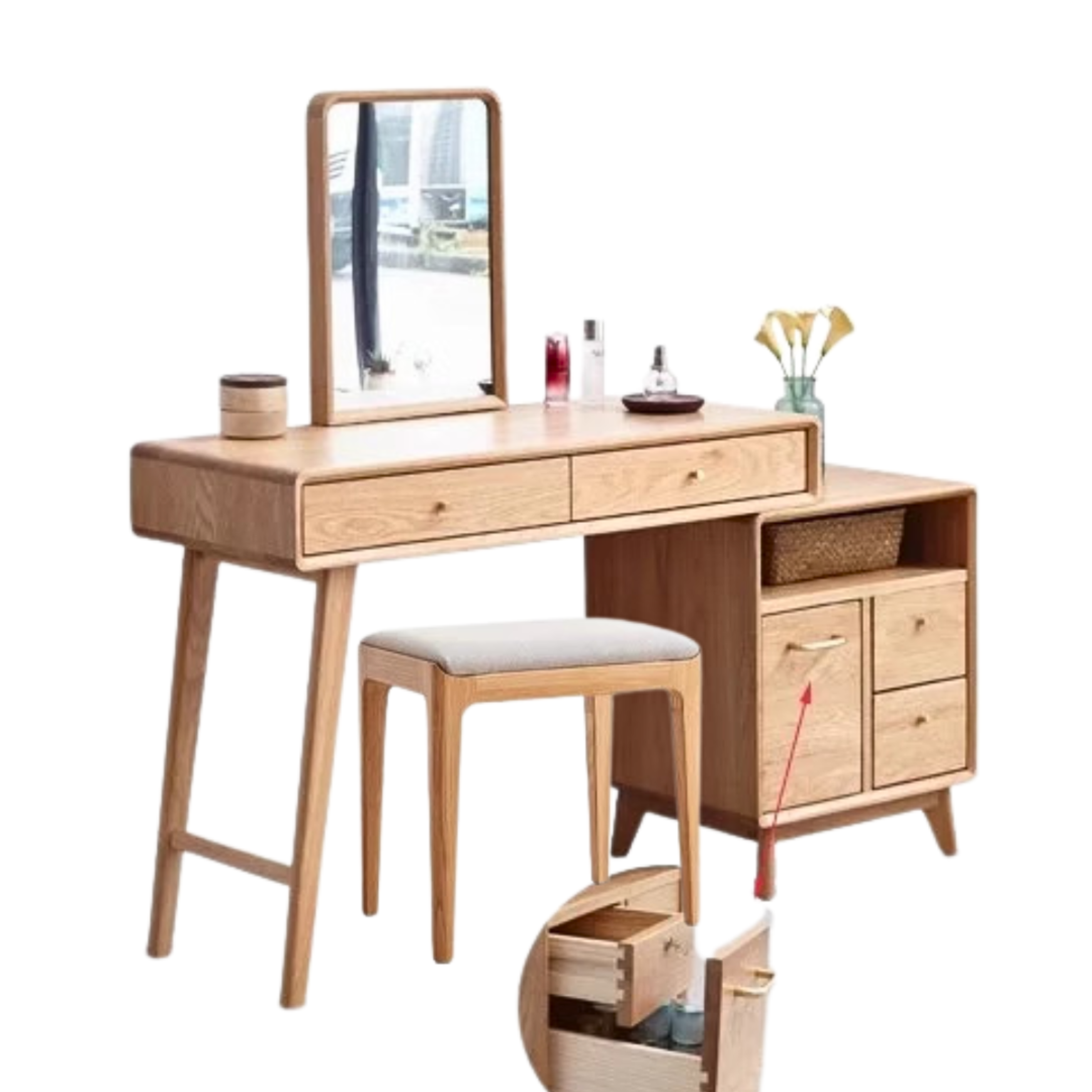 Oak solid wood Dressing Table Telescopic -USA