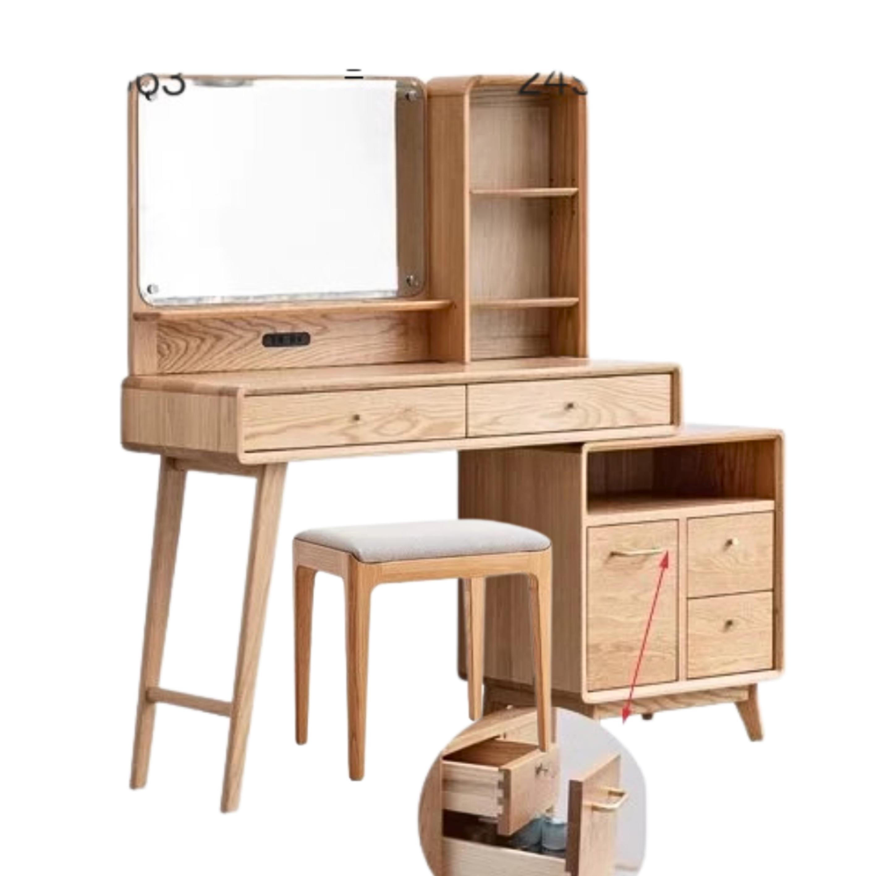 Oak solid wood Dressing Table Telescopic -USA