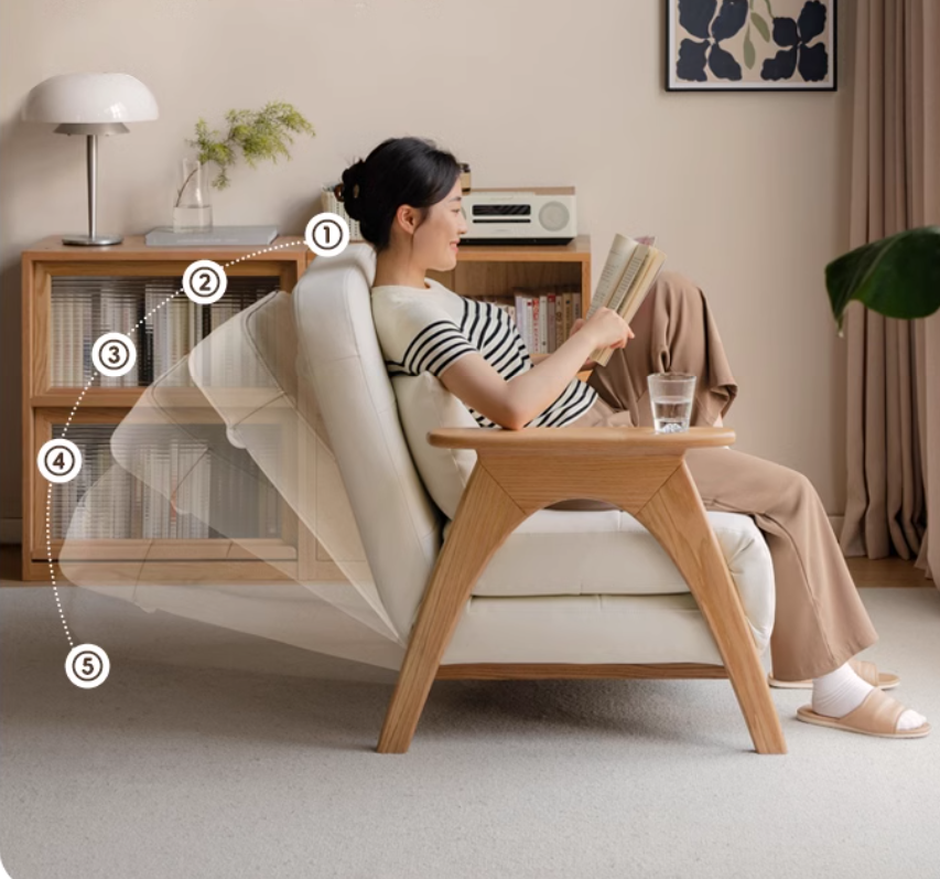 Oak, Beech Solid Wood Folding Dual-Purpose Sofa Chair.