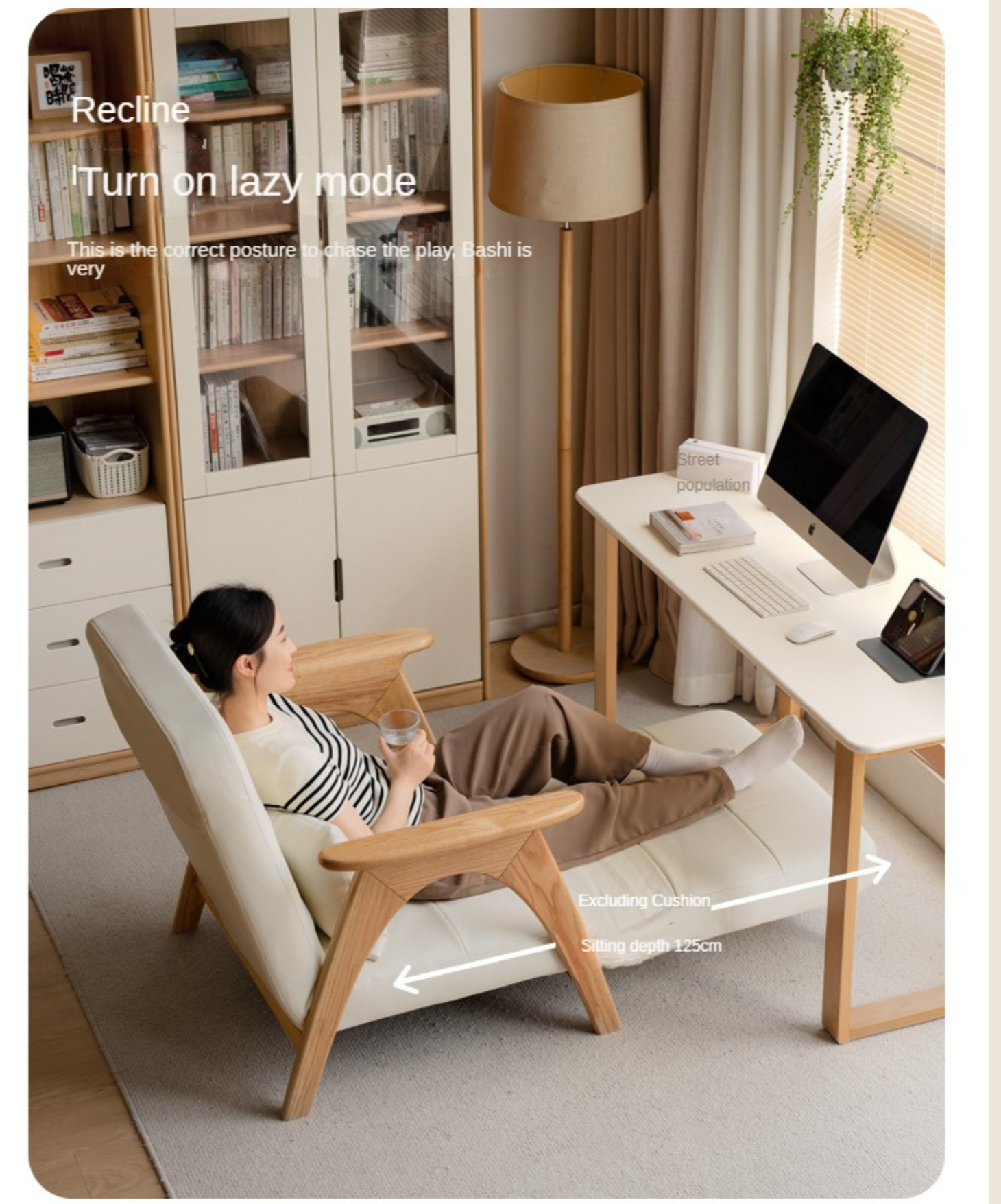 Oak, Beech Solid Wood Folding Dual-Purpose Sofa Chair.