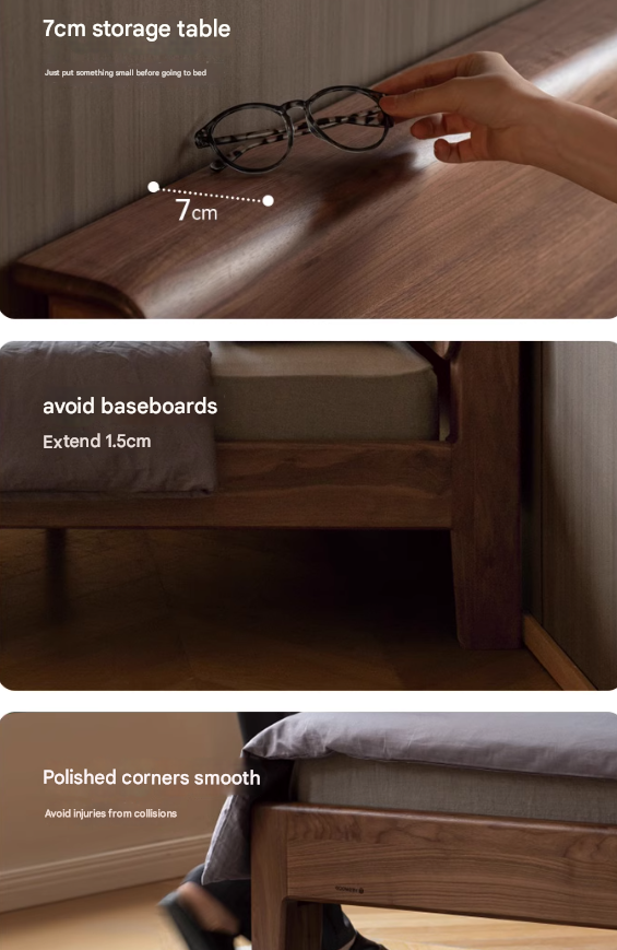 Black Walnut Solid wood bed Nordic modern