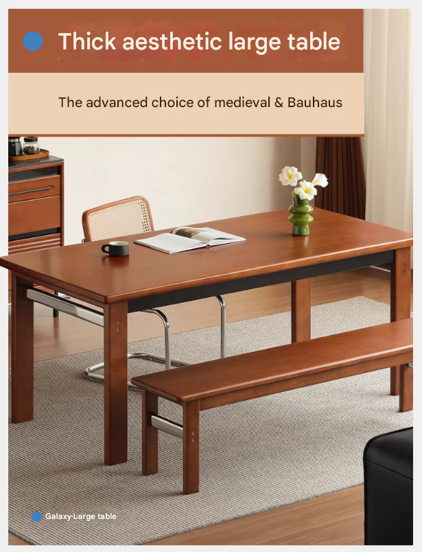 Poplar Solid Wood Bauhaus Retro Antique Style Dining Table