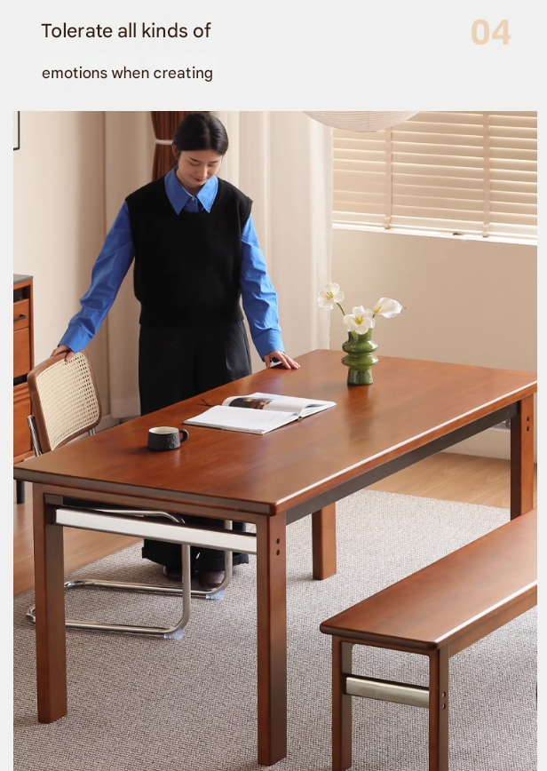 Poplar Solid Wood Bauhaus Retro Antique Style Dining Table